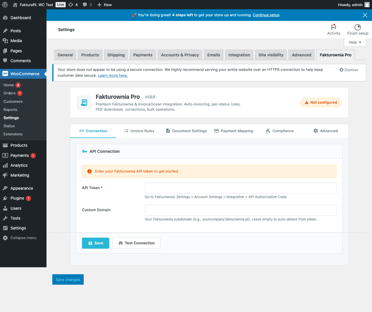 fakturownia-shopify Dashboard